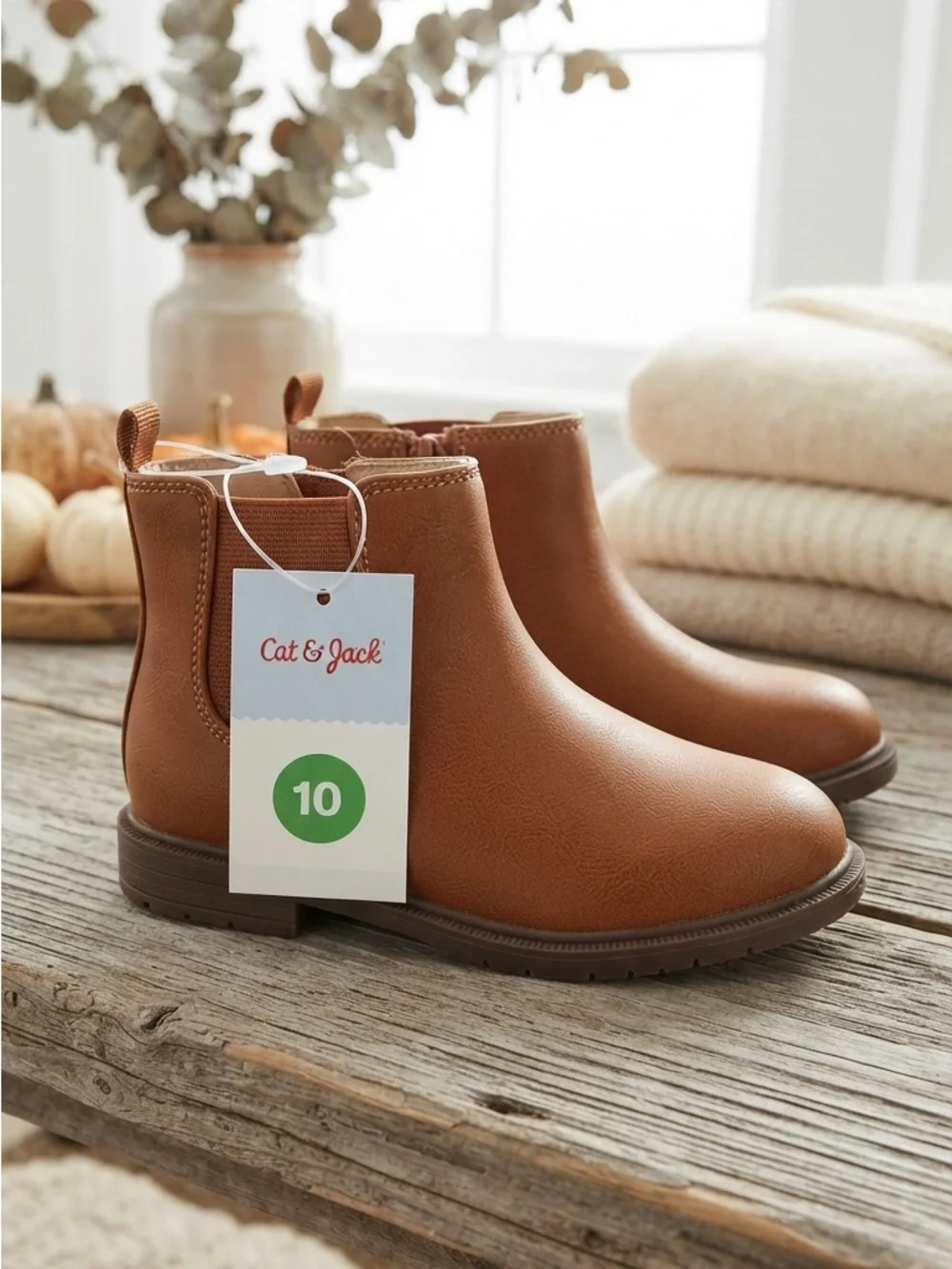 Cat & Jack Tan Girls' Chelsea Ankle Boots